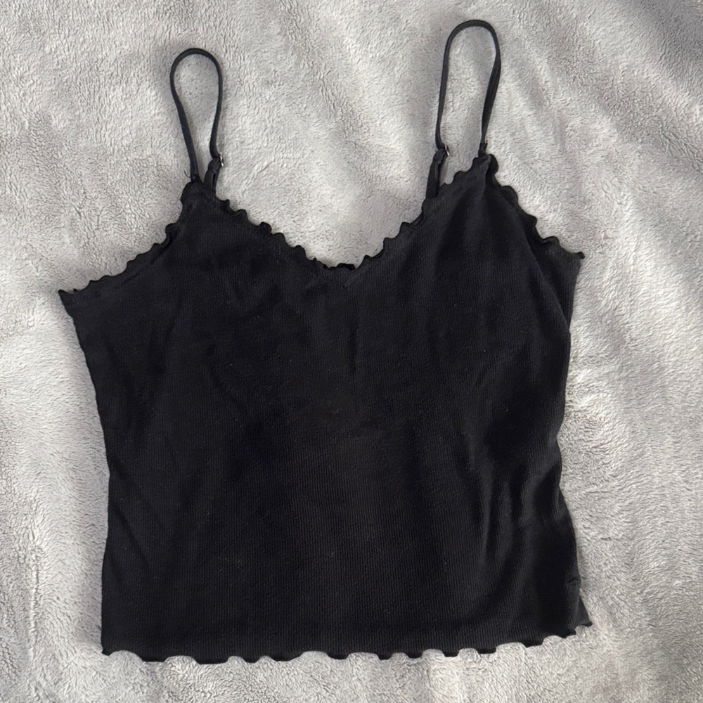 Hollister Black Ruffle Trim Tank Top